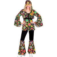 Hobby Hall Party 3tlg. Kostüm "60er Jahre Hippie" in Bunt/ Schwarz - XL