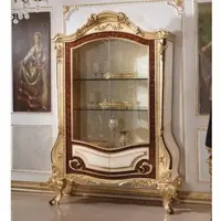 Casa Padrino Luxus Barock Vitrine Weiß / Braun / Gold H. 220 cm - Barock Möbel