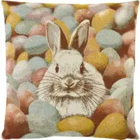Jil Sander Kissenhülle Egg Pit 50x50 Mint Green - Pastellmotiv mit Hase & Ostereiern