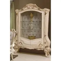 Casa Padrino Luxus Barock Vitrine Creme / Gold / Grau H. 220 cm - Barock Möbel