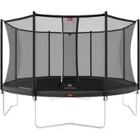 Berg Trampolin Favorit Regular 380 + Sicherheitsnetz Comfort Stahlrahmen Grau