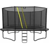 Magic Circle Pro Rechteckige trampolin Pro Grau 430 x 305 cm mit sicherheitsnetz