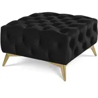 S-Style Möbel HOCKER Chesterfield Whitby Schwarz Samt mit goldenen Füßen