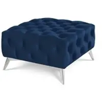 S-Style Möbel HOCKER Chesterfield Whitby Marineblau Samt mit silbernen Füßen