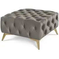 S-Style Möbel HOCKER Chesterfield Whitby Grau Samt mit goldenen Füßen