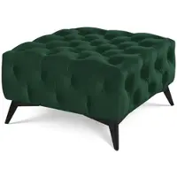 S-Style Möbel HOCKER Chesterfield Whitby Flaschengrün Samt mit schwarzen Füßen
