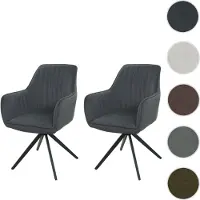 Mendler 2er-Set Esszimmerstuhl HWC-L79, Küchenstuhl Lehnstuhl Stuhl Armlehnen, drehbar Auto-Position Stoff/Textil anthrazit