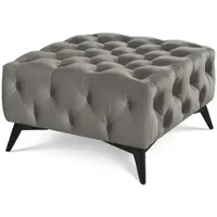S-Style Möbel HOCKER Chesterfield Whitby Grau Samt mit schwarzen Füßen
