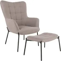 Ebuy24 Glasgow Sessel mit Fußhocker grau.