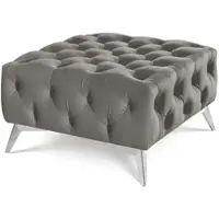S-Style Möbel HOCKER Chesterfield Whitby Grau Samt mit silbernen Füßen