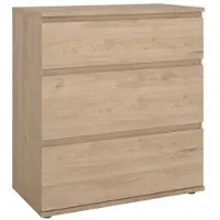 Wellhome - Schlafzimmerkommode mit 3 Schubladen in der Farbe Eiche 77 x 40 x 84 cm - Júcar Oak