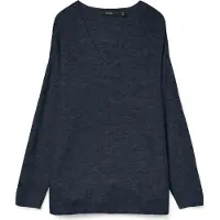 Vero Moda VMCREWLEFILE LS V-NECK BLOUSE NOOS Navy Blazer/MELANGE XL
