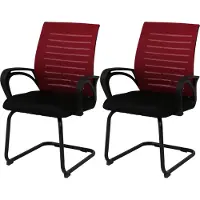 Mendler 2er-Set Esszimmerstuhl MCW-K51, Stuhl Armlehne, Stoff/Textil (250g/m²) MVG rot, Gestell schwarz