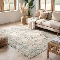 FRAAI Teppich Vintage - Spring Ethnic Creme Grün 120x170 cm