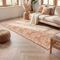 FRAAI Vintage Läufer - Spring Medaillon Terracotta Creme 80x300 cm