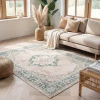 FRAAI Teppich Vintage - Spring Medaillon Creme Grün 140x200 cm