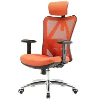 Proregal Bürostuhl HxBxT 129x66x69 cm Sitzhöhe 42cm Ergonomisch Verstellbare Lordosenstütze 150kg Belastbar Ohne Fußstütze Orange Schreibtischstuhl