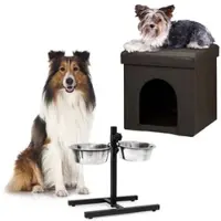 Relaxdays 2-tlg. Hunde Set Braun,Schwarz,Silber