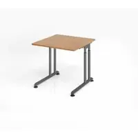 Proregal - Büromöbel mit top Leistungsdaten Schreibtisch Nilo | Nussbaum | Graues Gestell | BxT 80x80cm | Arbeitshöhe 68-82cm | höhenjustierbar, 1cm Raster | C-Fuß-Gestell | Rechteckform