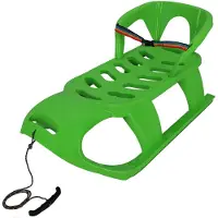 KOTARBAU Bob Schlitten mit Lehne 87 x 45 x 42 cm Kunststoff Schlitten für Kinder mit Rückenlehne Schneeschlitten Kinderschlitten mit Sicherheitsgurt & Zugseil Kinderbob Grün