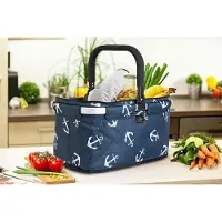 Genius Faltbarer Thermo-Einkaufskorb FALKO THERMO 25 Liter blau mit weißen Anker...