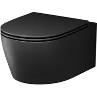 Am.pm Spülrandloses Schwarz WC Toilette für Gäste-WC Hänge-WC FlashClean aus Keramik Wand-WC X-Joy S mit Softclosing-Sitzabdeckung