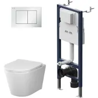 AM.PM WC Set Wand WC Vorwandelement Drückerplatte Toilette mit Spülkasten Komplett IIS90201.PA1900