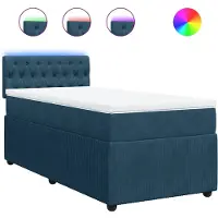 vidaXL Boxspringbett mit Matratze Blau 90x200 cm Samt
