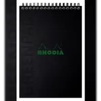 Rhodia 5x Greenpad, Block A5+ mit Doppelspirale aus flexiblem recycelbarem Recyclingkarton 350 g/m2, 80 Bl, Recyclingpapier 90 g/m2 - Schwarz 119929C