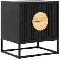 Costway Nachttisch 2 Schubladen Kiefernholz Metall 48 x 40 x 55 cm Schwarz