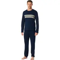 Schiesser Schlafanzug "Casual Nightwear" 2 mit langen Ärmeln und Rundhalsausschnitt