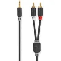 Nedis CABW22200AT20, 3.5mm, 2 x RCA, Kupferverkleidetes Aluminium (CCA), 2 m, Anthrazit