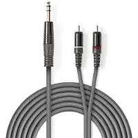 Nedis Stereo-Audiokabel - 6.35 mm Stecker - 2x RCA Stecker - Vernickelt - 1.50 m - Rund - Dunkelgrau - Kartonhülle