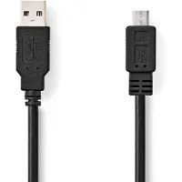Nedis USB-Kabel - USB 2.0 - USB-A Stecker - USB Micro-B Stecker - 480 Mbps - Vernickelt - 3.00 m - Rund - PVC - Schwarz - Box