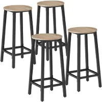 TecTake Set Barhocker Corby Industrial Style Holz und Stahl 32 x 32 x 66 cm Industrial Holz Hell Eiche Sonoma