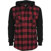 Urban Classics Langarm-Poloshirt "Herren Hooded Checked Flanell Sweat Sleeve Shirt" 1 Stk.
