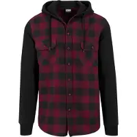 Urban Classics Langarm-Poloshirt "Herren Hooded Checked Flanell Sweat Sleeve Shirt" 1 Stk.