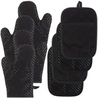 Rosenstein & Söhne 8er-Set Silikon-Anti-Rutsch-Ofenhandschuhe & XL-Topflappen, bis 240 °C