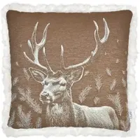 Lazis Wendekissenhuelle Fellrand Heino Adalbert-Amlach 60×60cm Hirschdesign/Tannenzwei...