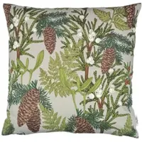 Lazis Kissenhülle mistle & pine 60×60 cm - Printstoff mit Zapfen, Misteln und Zweigen