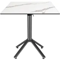 Restootab - Klappbarer Outdoor Tisch Nemo anthrazit 70x70cm Dekor weißer Marmor