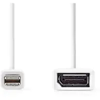 Nedis Mini Displayport-Kabel - DisplayPort 1.2 - Mini DisplayPort Stecker - DisplayPort Buchse - 21.6 Gbps - Vernickelt - 0.20 m - Rund - PVC - Weiss - Box