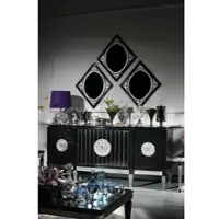 Casa Padrino Luxus Barock Wohnzimmer Set Schwarz / Silber - Sideboard und 3 Spiegel - Barockmöbel