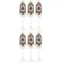 Casa Padrino Pompöös by Luxus Champagnerglas Set Weiß / Silber Ø 6 x H. 25 cm - Champagnergläser mit edler Platin Beschichtung - Pompööse Gläser designed by Harald Glööckler