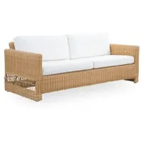 Casa Padrino Luxus Gartensofa mit Kissen Naturfarben / Weiß 200 x 86 x H. 71 cm - Wetterbeständiges Garten & Terrassen Sofa - Garten & Terrassen Möbel - Luxus Qualität