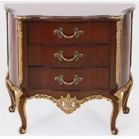 Casa Padrino Luxus Barock Nachtkommode Dunkelbraun / Gold - Massivholz Nachttisch mit 3 Schubladen - Handgefertigte Kommode im Barockstil - Barock Möbel