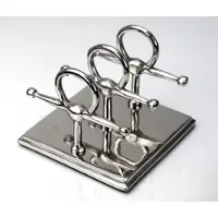 Casa Padrino Luxus Briefständer Messing vernickelt 17.5 x 17.5 x H. 13 cm Horsebit - Brief Ständer Visitenkarten - Edle Büro Accessoires
