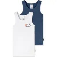 Schiesser Unterhemd Fine Rib Multi in dark blue-white | Gr.: 140