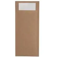 Nisbets Bestecktaschen aus Kraftpapier mit weißer Serviette (500er-Packung) - Europochette