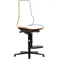 BIMOS Arbeitsstuhl NEON, Synchronmechanik, Grundmodell ohne Polsterelement, Gleiter + Aufstieg, Flexband orange